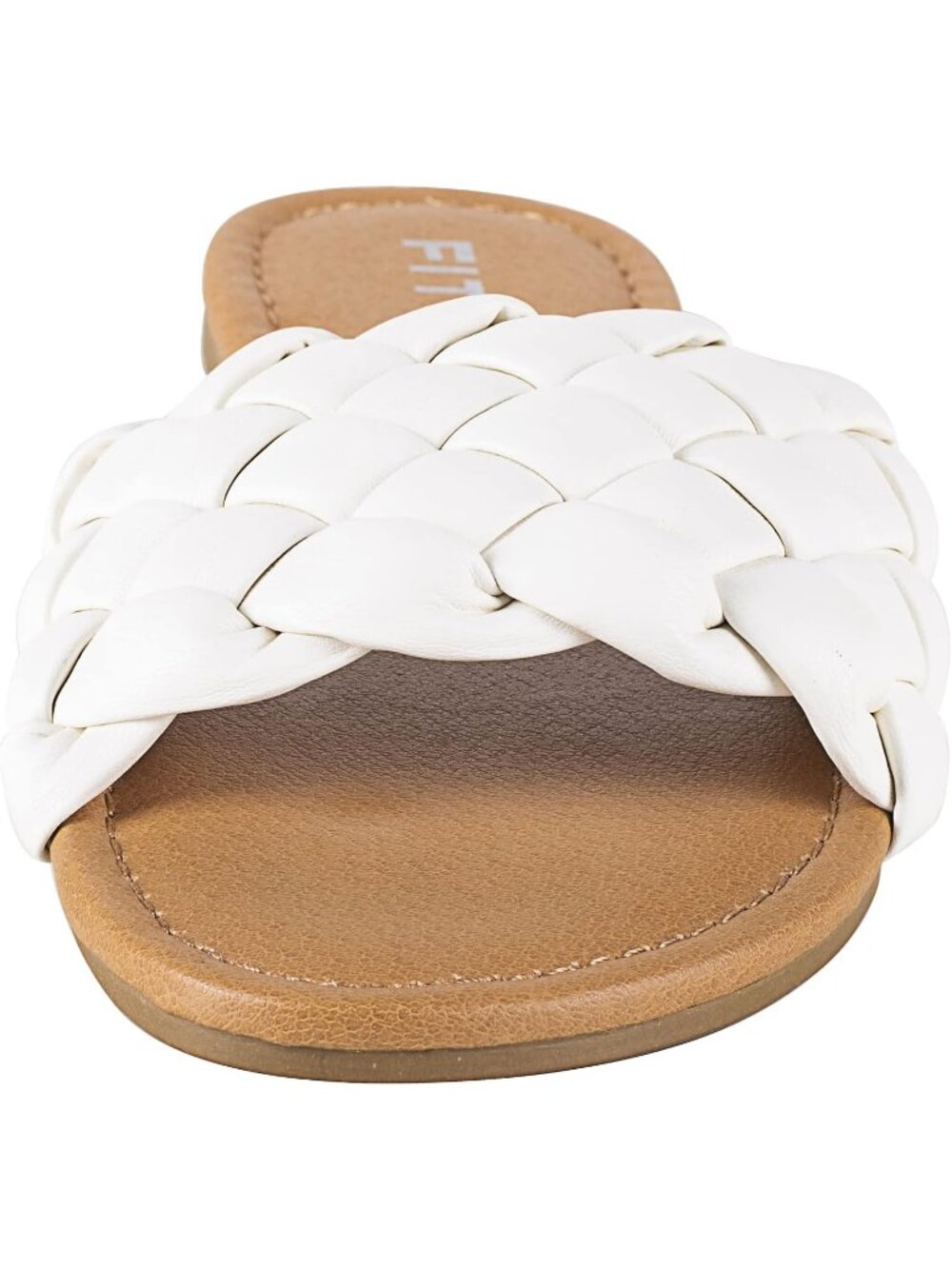 Women's White Comfortable Dressy Style Round Open Toe Slip On Flat Sandal Shoes - Picture 5 of 5